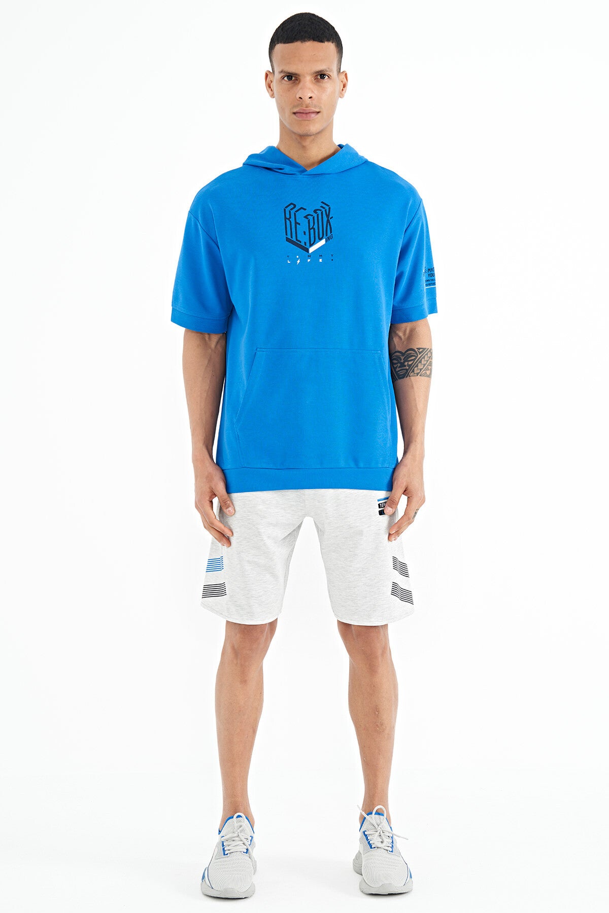 Men's Rubber Waist Detailed Standard Cut Print Shorts - 81250