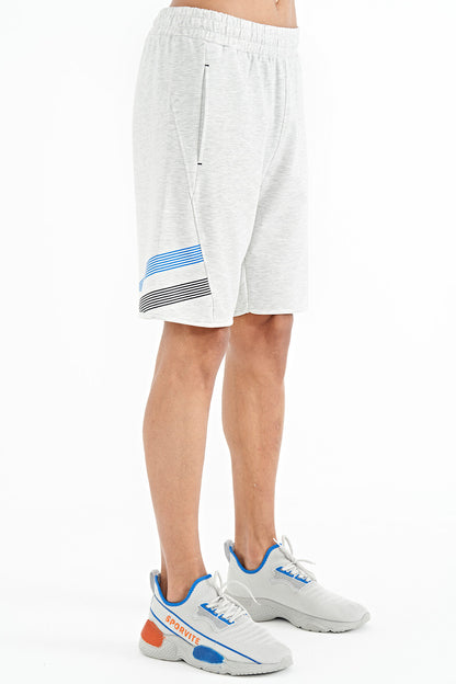 Men's Rubber Waist Detailed Standard Cut Print Shorts - 81250
