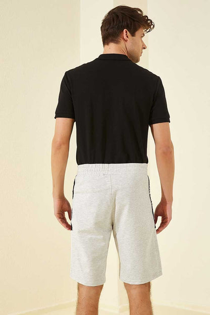 Khaki Melange Striped Print Standard Fit Men's Shorts - 81145
