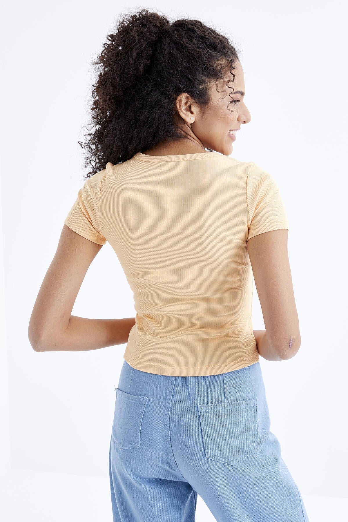 Melon Inside Basic Short Sleeve O Neck Women's T-Shirt - 97202