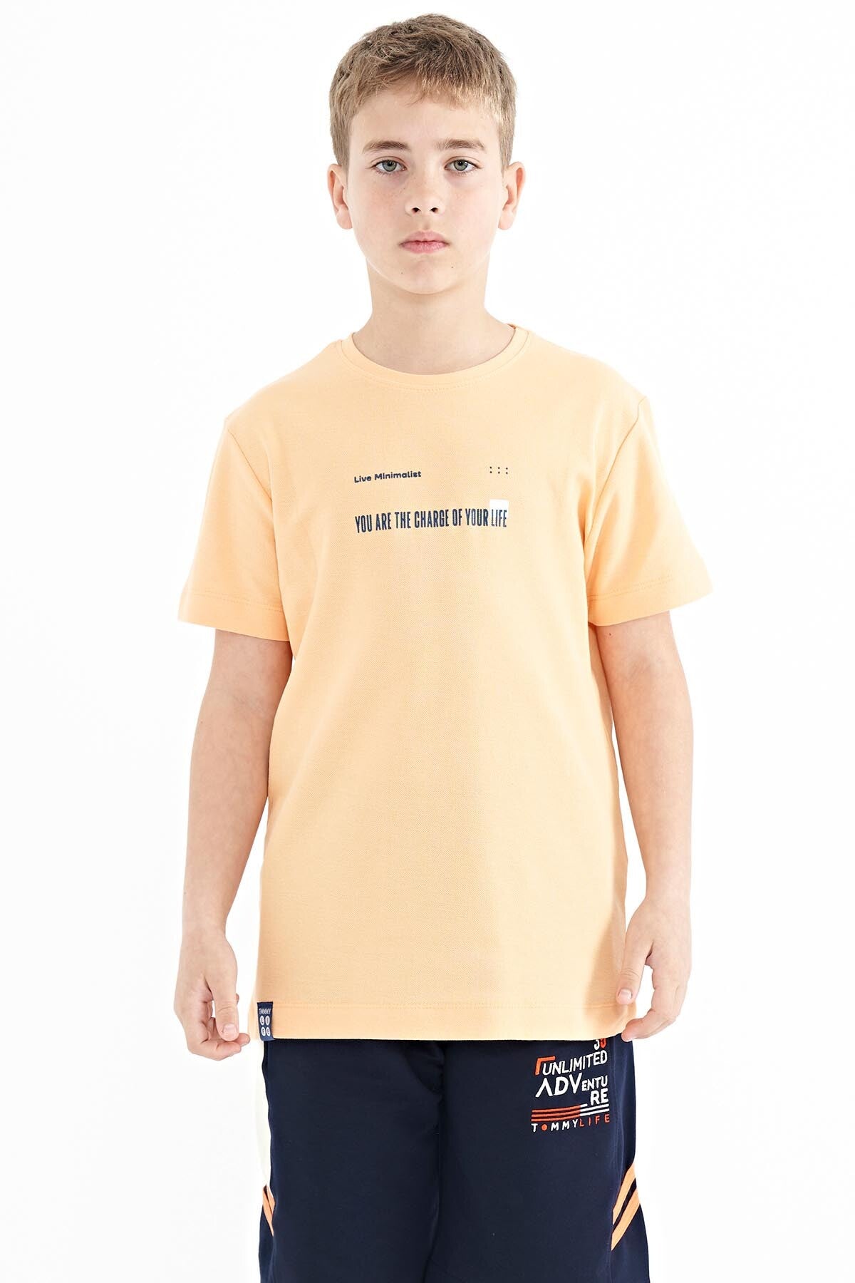 Melon Inside Print Detailed O Collar Standard Cut Men's Kids T-Shirt - 11117