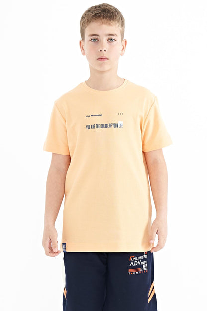 Melon Inside Print Detailed O Collar Standard Cut Men's Kids T-Shirt - 11117