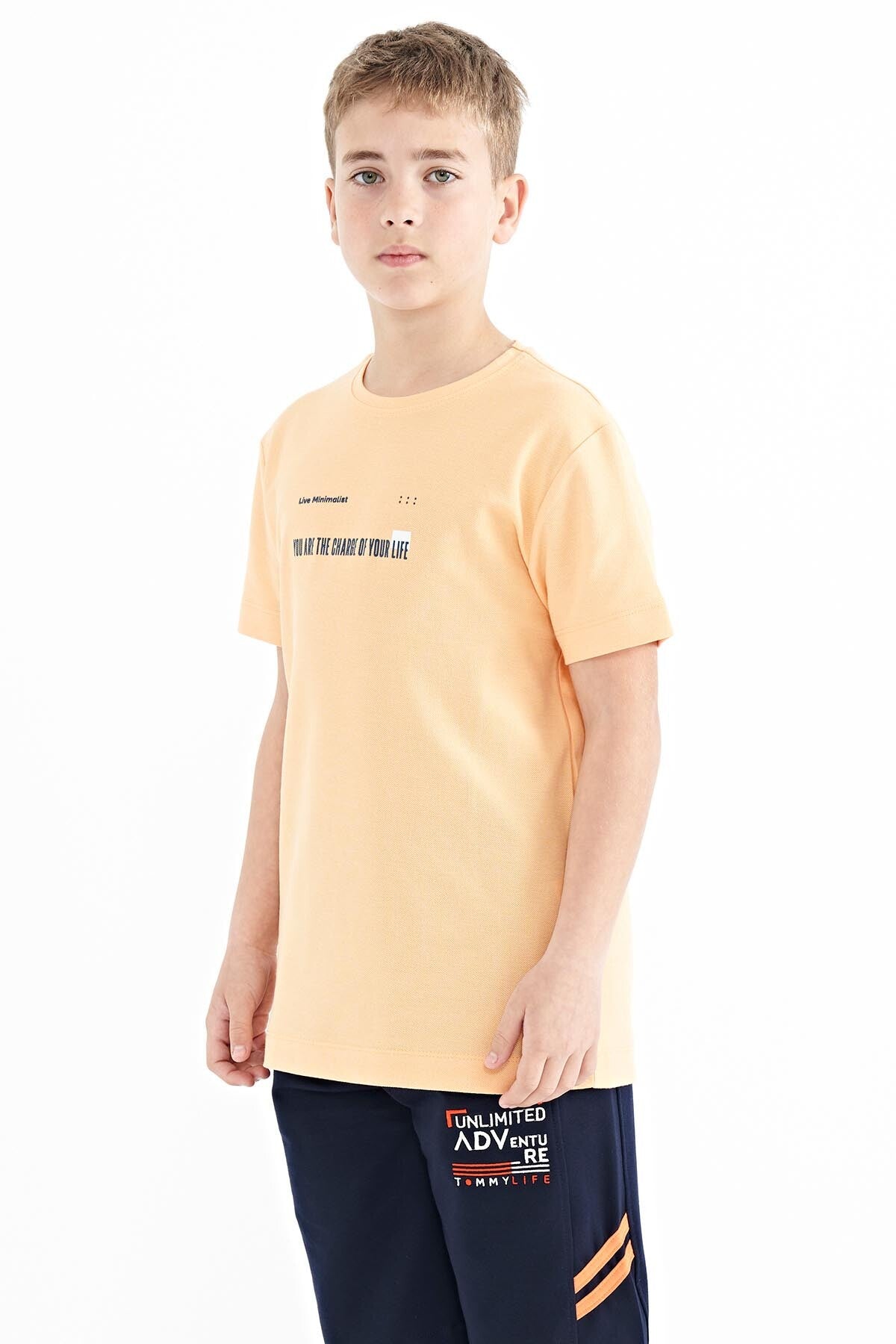 Melon Inside Print Detailed O Collar Standard Cut Men's Kids T-Shirt - 11117