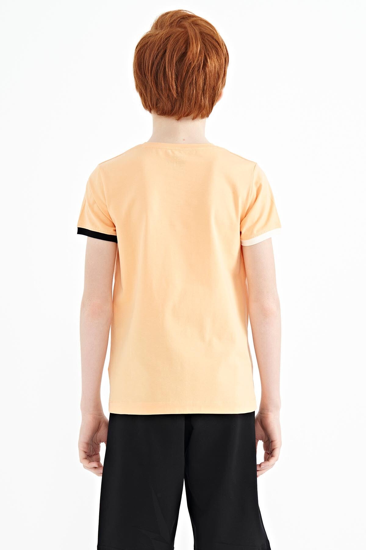 Melon Inside Print Detailed O Collar Standard Cut Boys T-Shirt - 11131