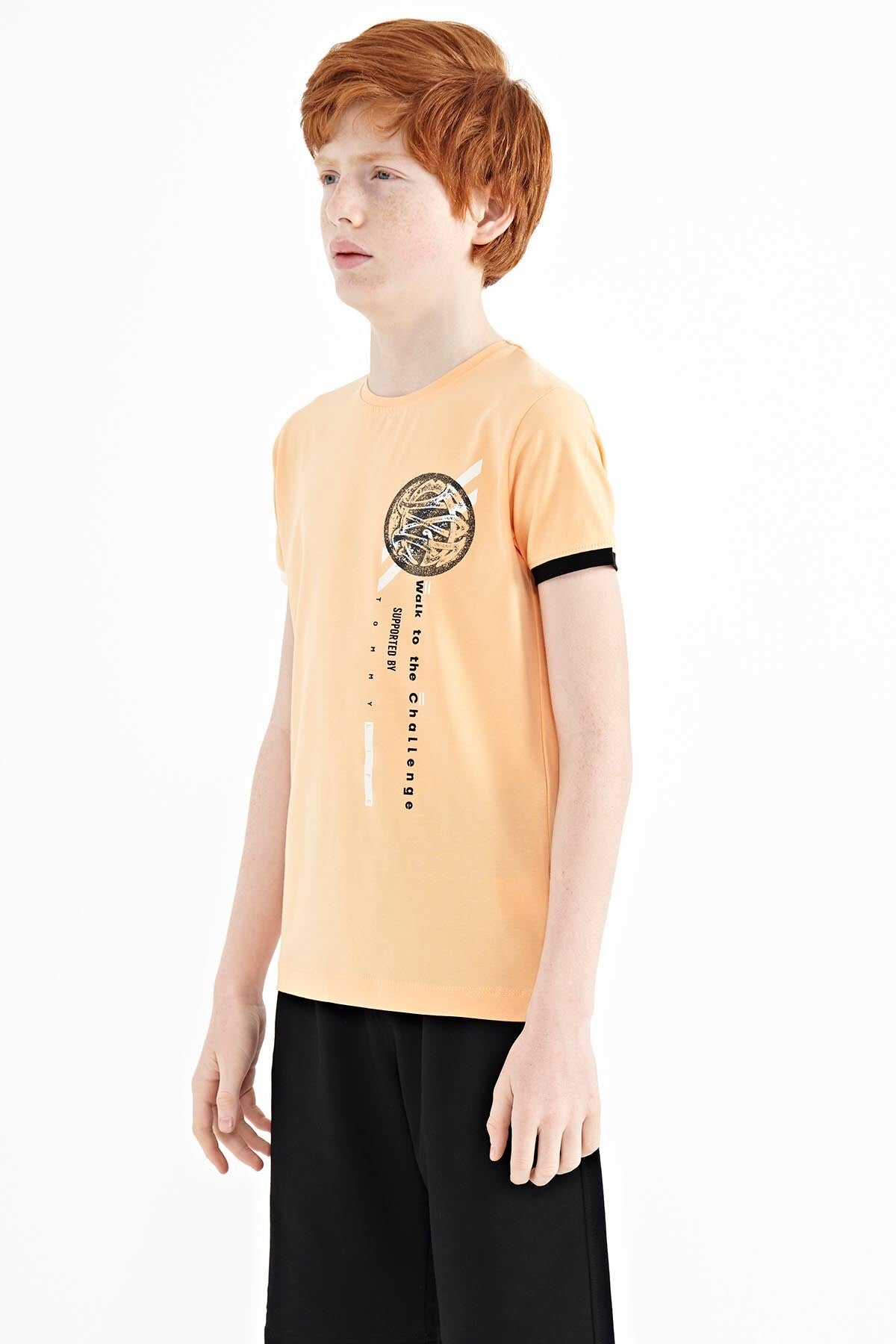 Melon Inside Print Detailed O Collar Standard Cut Boys T-Shirt - 11131