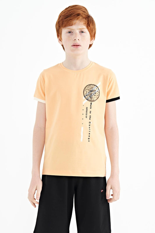Melon Inside Print Detailed O Collar Standard Cut Boys T-Shirt - 11131