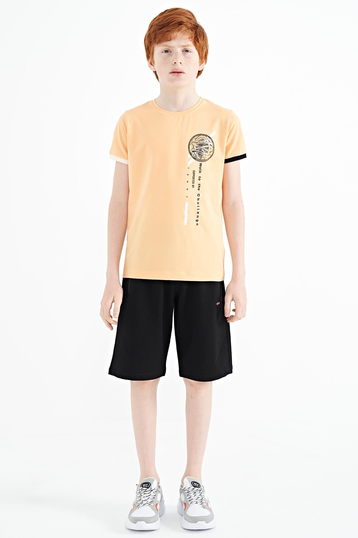 Melon Inside Print Detailed O Collar Standard Cut Boys T-Shirt - 11131