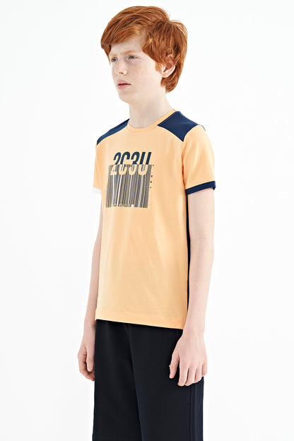 Melon Inside Print Detailed O Collar Standard Fit Boys T-Shirt - 11157