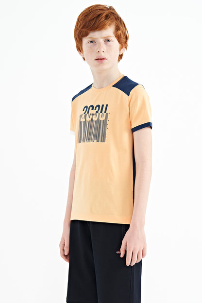 Melon Inside Print Detailed O Collar Standard Fit Boys T-Shirt - 11157