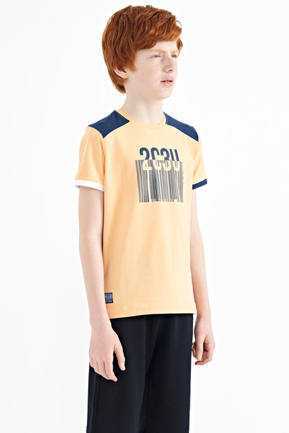 Melon Inside Print Detailed O Collar Standard Fit Boys T-Shirt - 11157