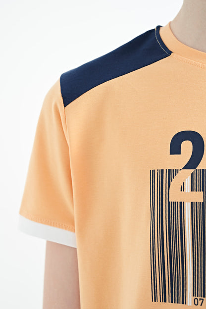 Melon Inside Print Detailed O Collar Standard Fit Boys T-Shirt - 11157