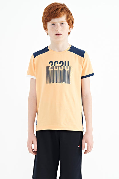 Melon Inside Print Detailed O Collar Standard Fit Boys T-Shirt - 11157
