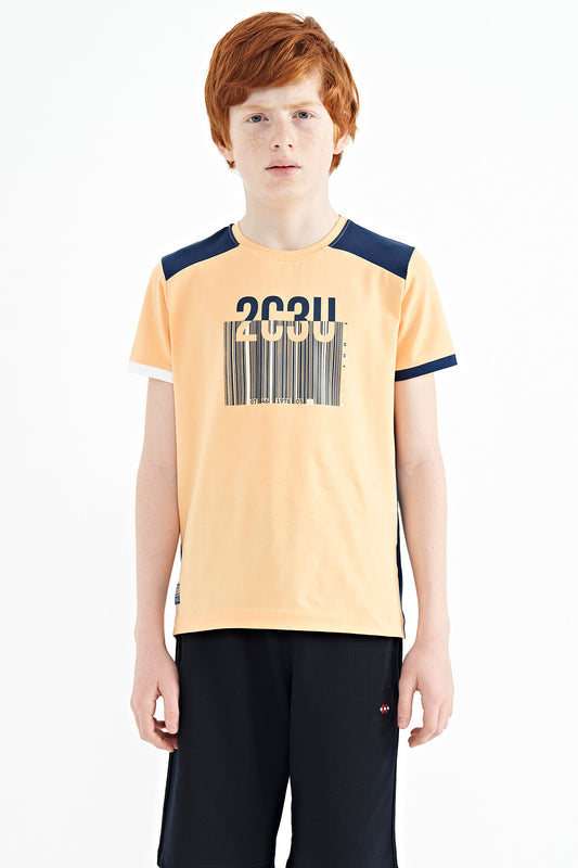 Melon Inside Print Detailed O Collar Standard Fit Boys T-Shirt - 11157
