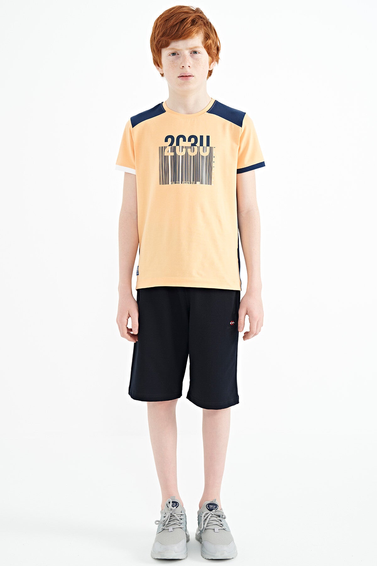 Melon Inside Print Detailed O Collar Standard Fit Boys T-Shirt - 11157