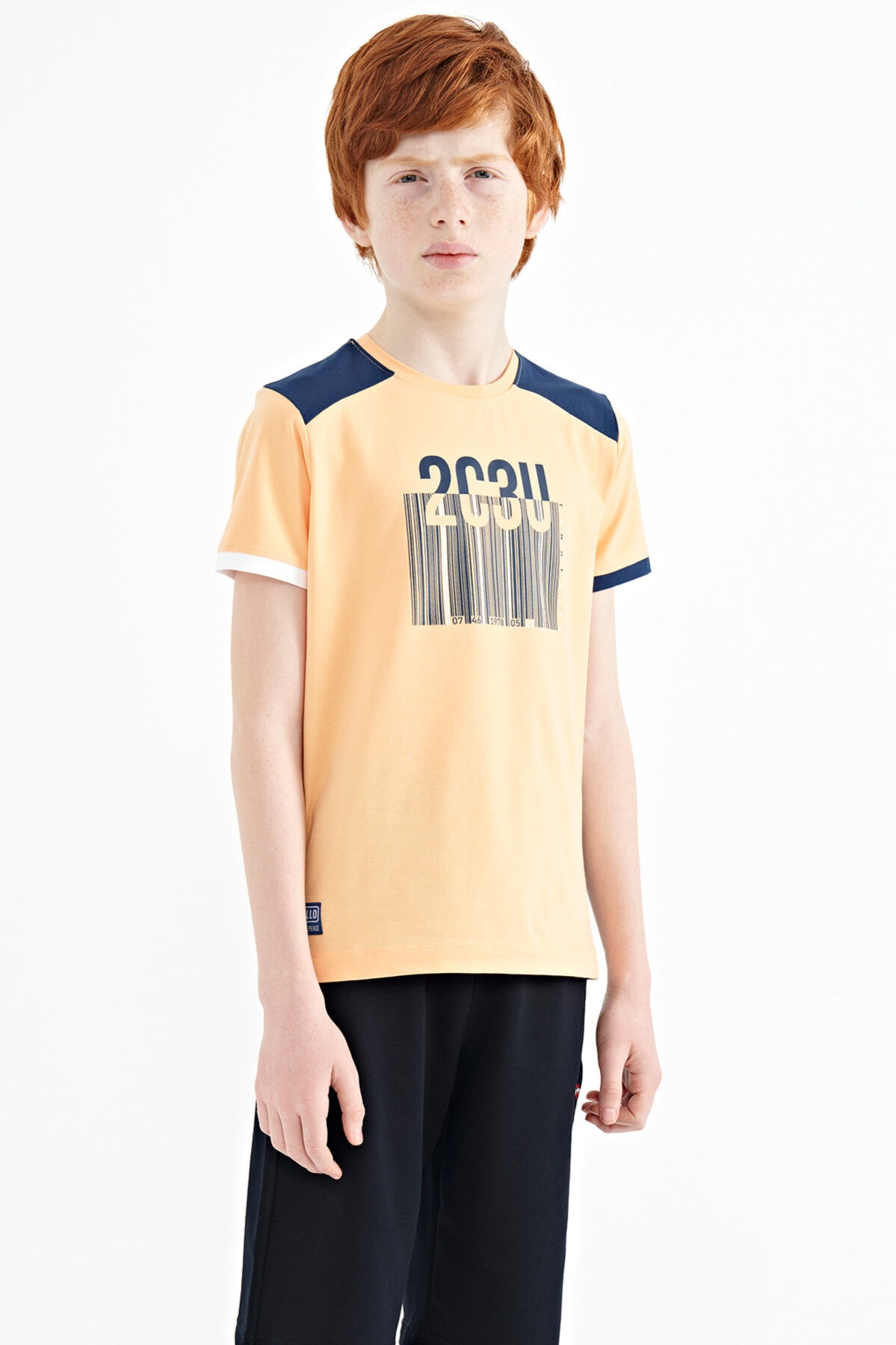 Melon Inside Print Detailed O Collar Standard Fit Boys T-Shirt - 11157