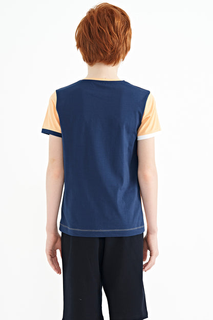 Melon Inside Print Detailed O Collar Standard Fit Boys T-Shirt - 11157