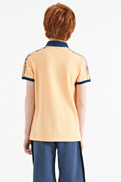 Melon Inside Print Detailed Polo Collar Standard Pattern Boys T-Shirt - 11166