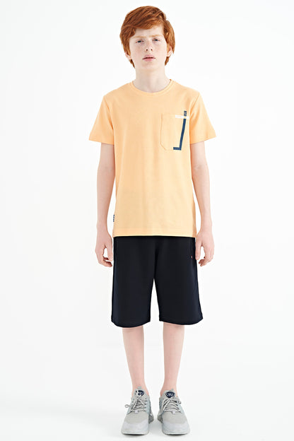 Melon Inner Pocket Detailed O Collar Standard Fit Boys T-Shirt - 11120