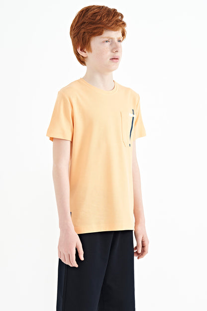 Melon Inner Pocket Detailed O Collar Standard Fit Boys T-Shirt - 11120
