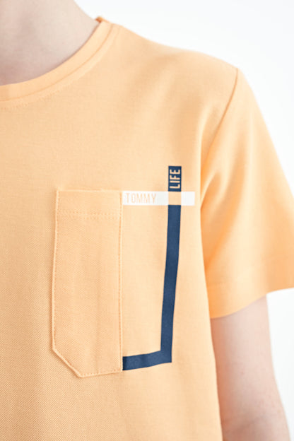 Melon Inner Pocket Detailed O Collar Standard Fit Boys T-Shirt - 11120