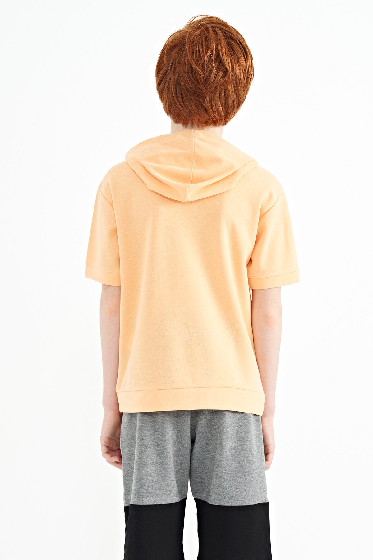 Melon Inner Kangaroo Pocket Hooded Oversize Boys T-Shirt - 11160