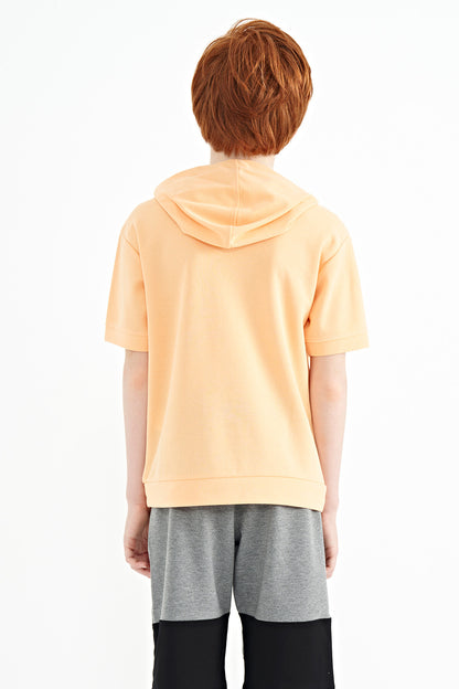 Melon Inner Kangaroo Pocket Hooded Oversize Boys T-Shirt - 11160