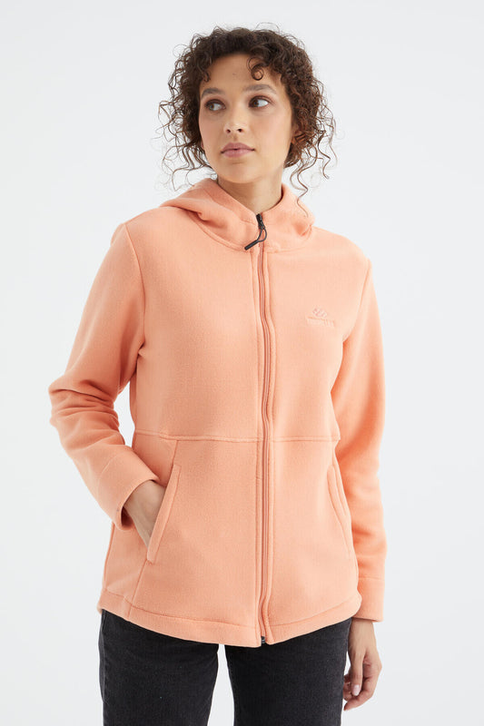 Melon Lined Hooded Zip-Up Comfortable Fit Women's Fleece Sweatshirt - 97233