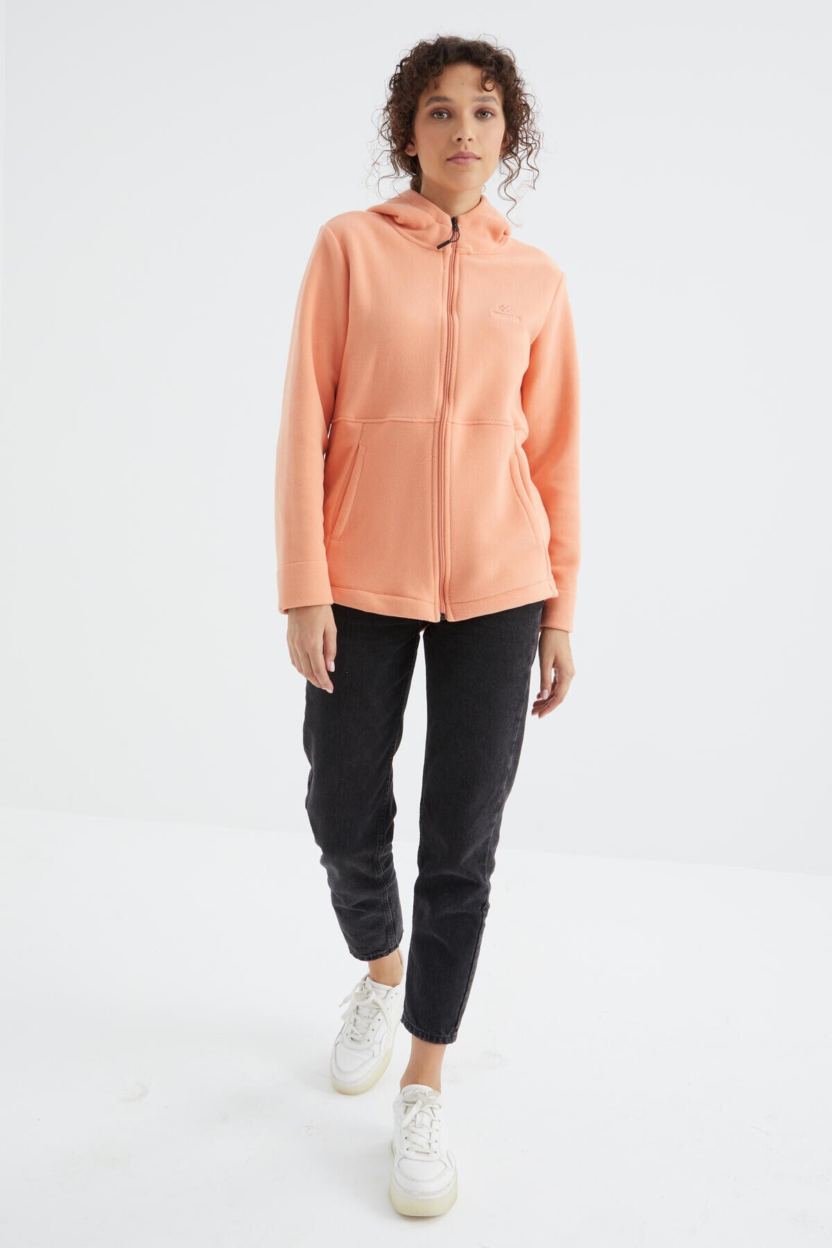 Melon Lined Hooded Zip-Up Comfortable Fit Women's Fleece Sweatshirt - 97233