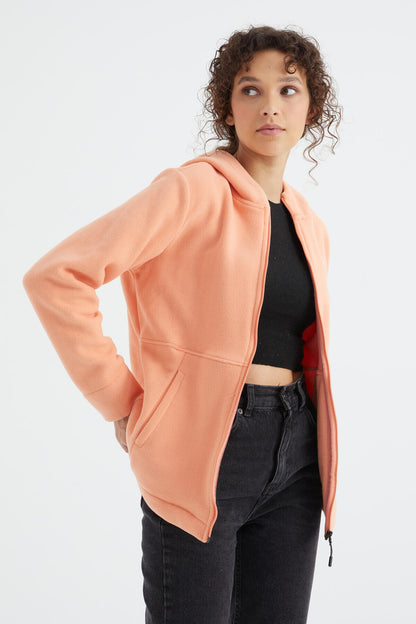 Melon Lined Hooded Zip-Up Comfortable Fit Women's Fleece Sweatshirt - 97233