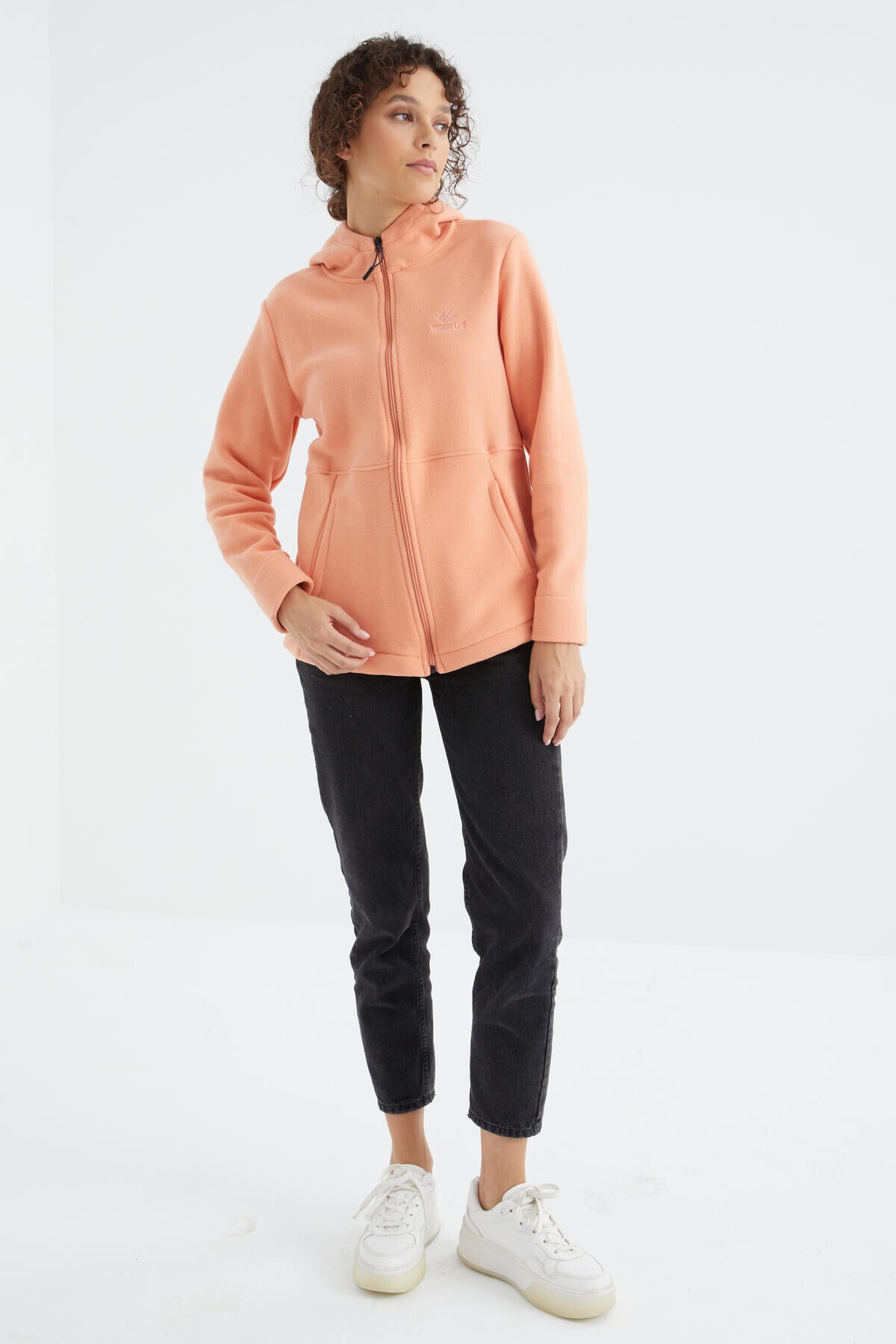Melon Lined Hooded Zip-Up Comfortable Fit Women's Fleece Sweatshirt - 97233