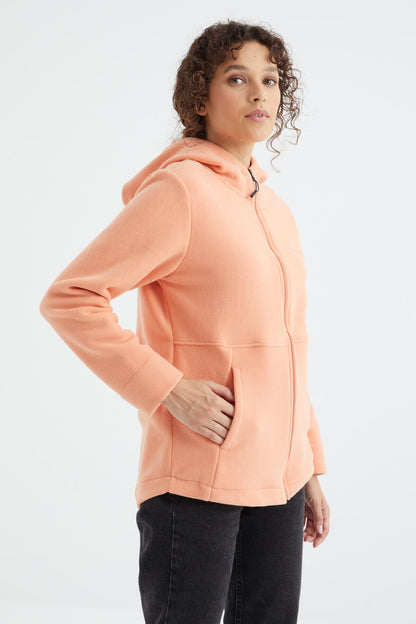 Melon Lined Hooded Zip-Up Comfortable Fit Women's Fleece Sweatshirt - 97233