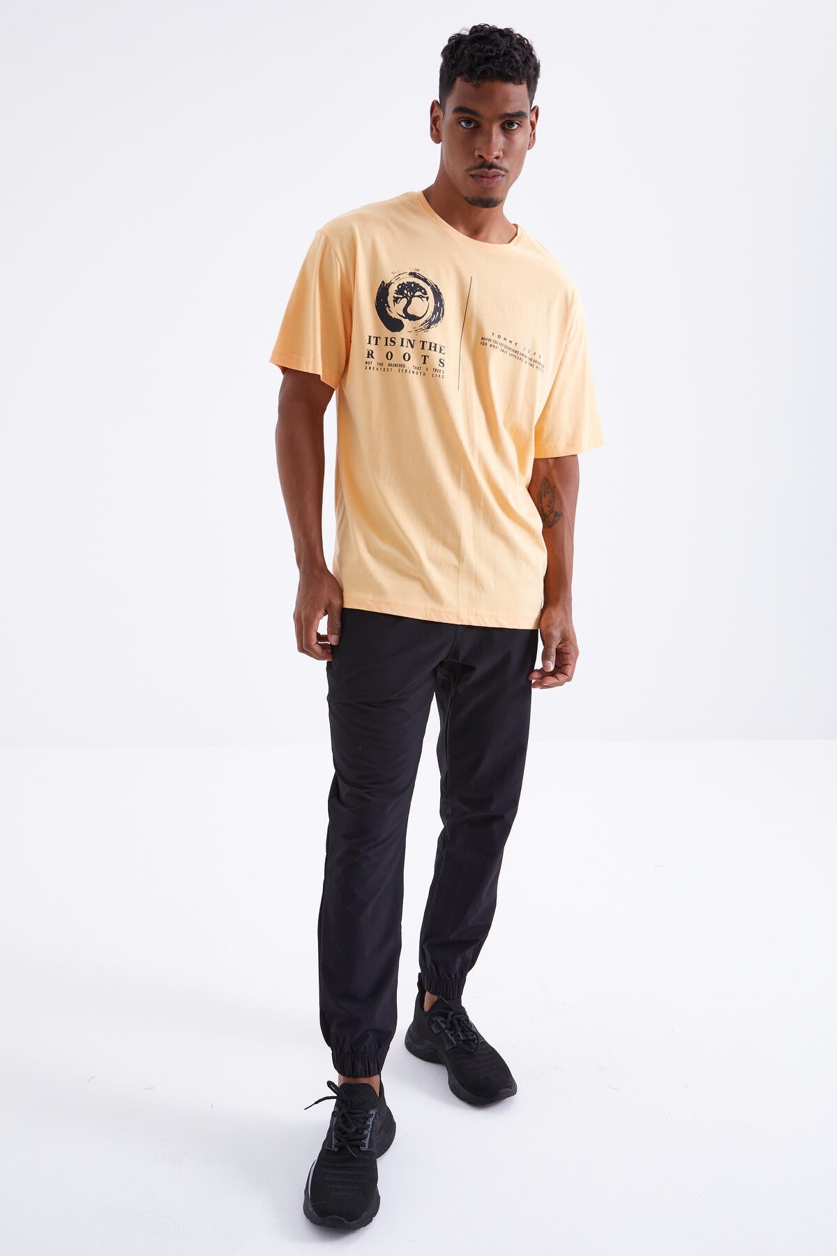 Minimal Print Watermelon Inside O Collar Men's Oversize T-Shirt - 88096