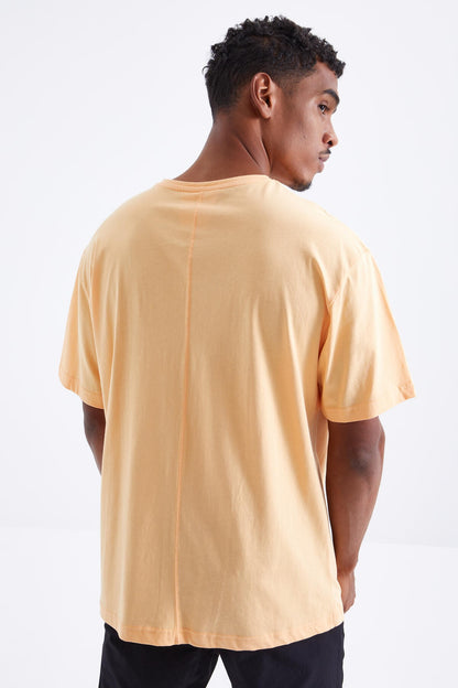 Minimal Print Watermelon Inside O Collar Men's Oversize T-Shirt - 88096