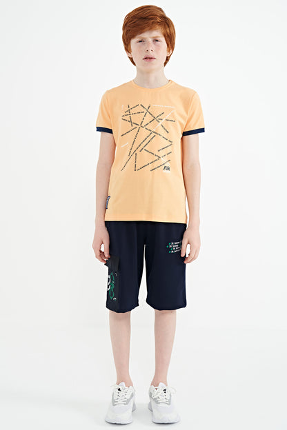 Minimal Print Inside Melon Standard Fit O Collar Boys T-Shirt - 11132