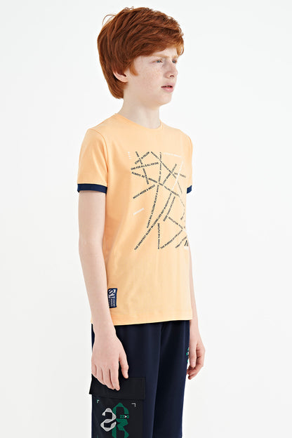 Minimal Print Inside Melon Standard Fit O Collar Boys T-Shirt - 11132