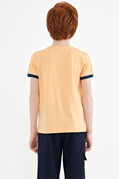 Minimal Print Inside Melon Standard Fit O Collar Boys T-Shirt - 11132