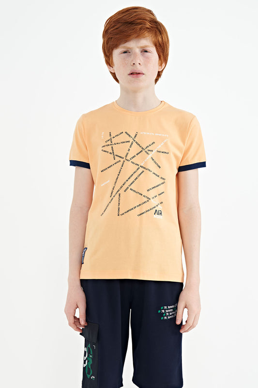 Minimal Print Inside Melon Standard Fit O Collar Boys T-Shirt - 11132