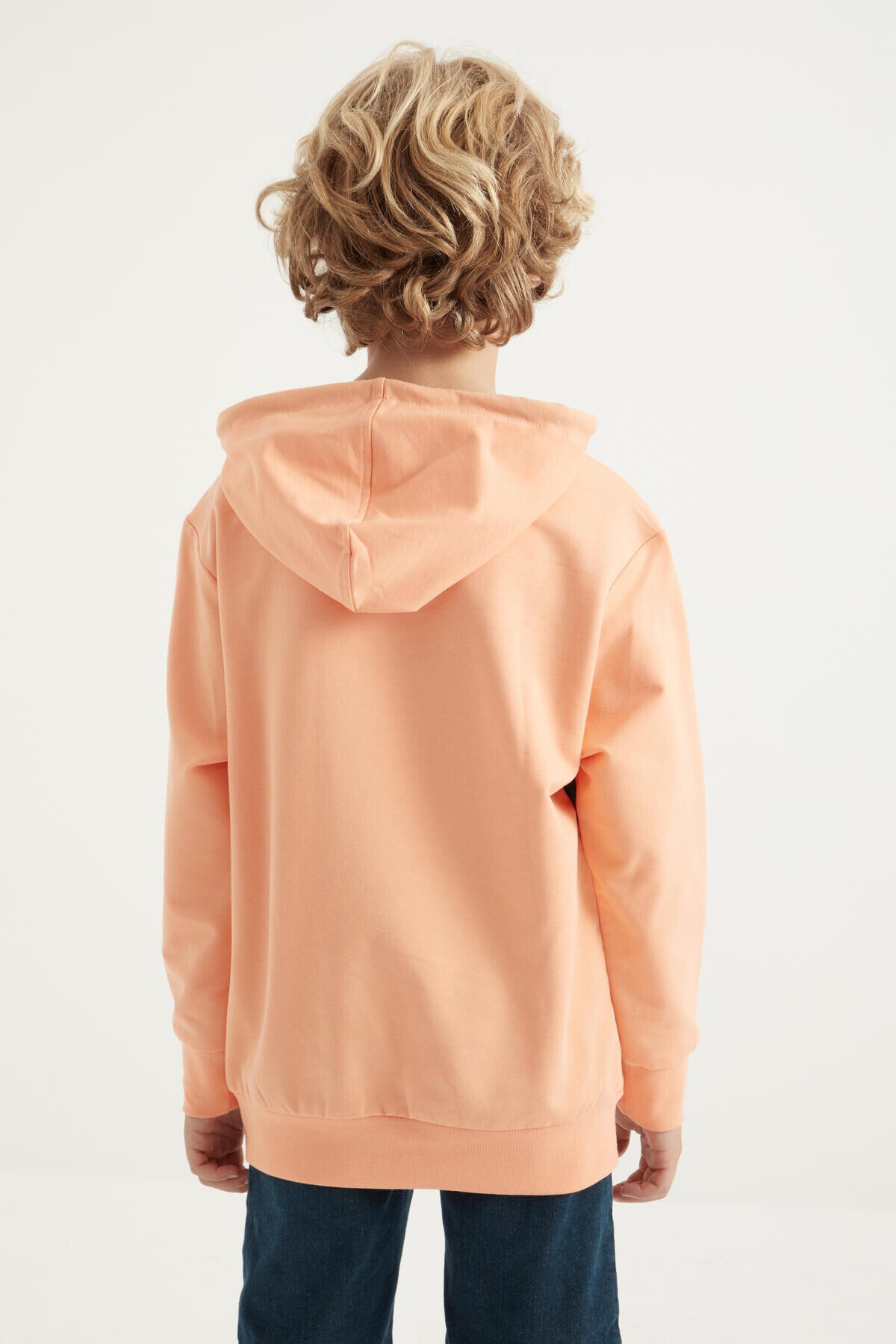Melon Inside Embroidered Kangaroo Pocket Hooded Standard Fit Boys' Sweatshirt - 11010