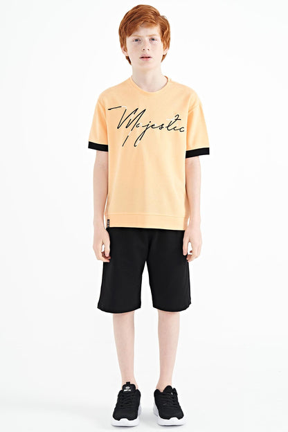Melon Inner Front Embroidered O Collar Oversize Boys T-Shirt - 11147