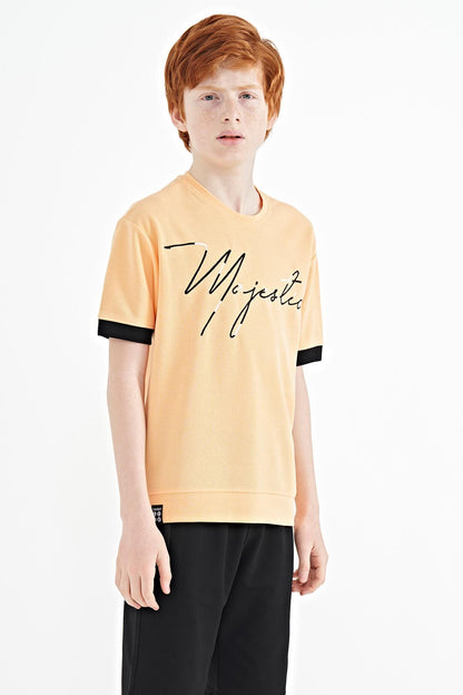 Melon Inner Front Embroidered O Collar Oversize Boys T-Shirt - 11147