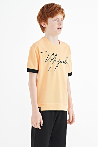 Melon Inner Front Embroidered O Collar Oversize Boys T-Shirt - 11147