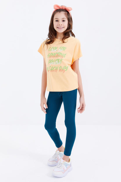 Melon Inside Oversize Colorful Print O Collar Girls' T-Shirt - 75029