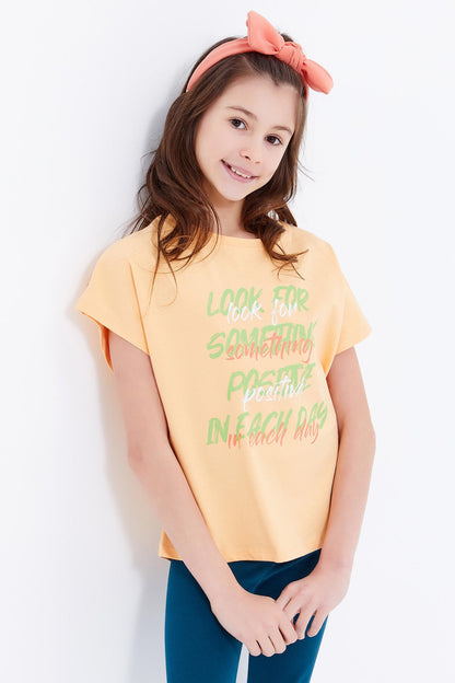 Melon Inside Oversize Colorful Print O Collar Girls' T-Shirt - 75029