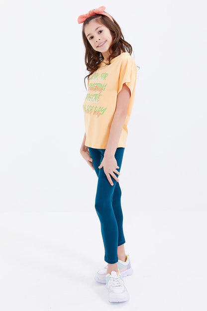 Melon Inside Oversize Colorful Print O Collar Girls' T-Shirt - 75029