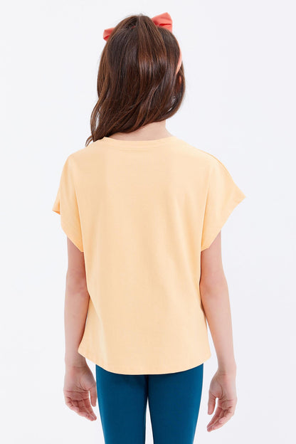 Melon Inside Oversize Colorful Print O Collar Girls' T-Shirt - 75029