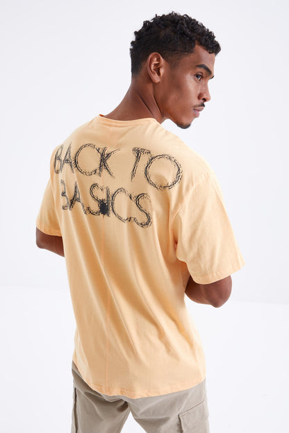 Melon Inside Back Print O Collar Men's Oversize T-Shirt - 88100