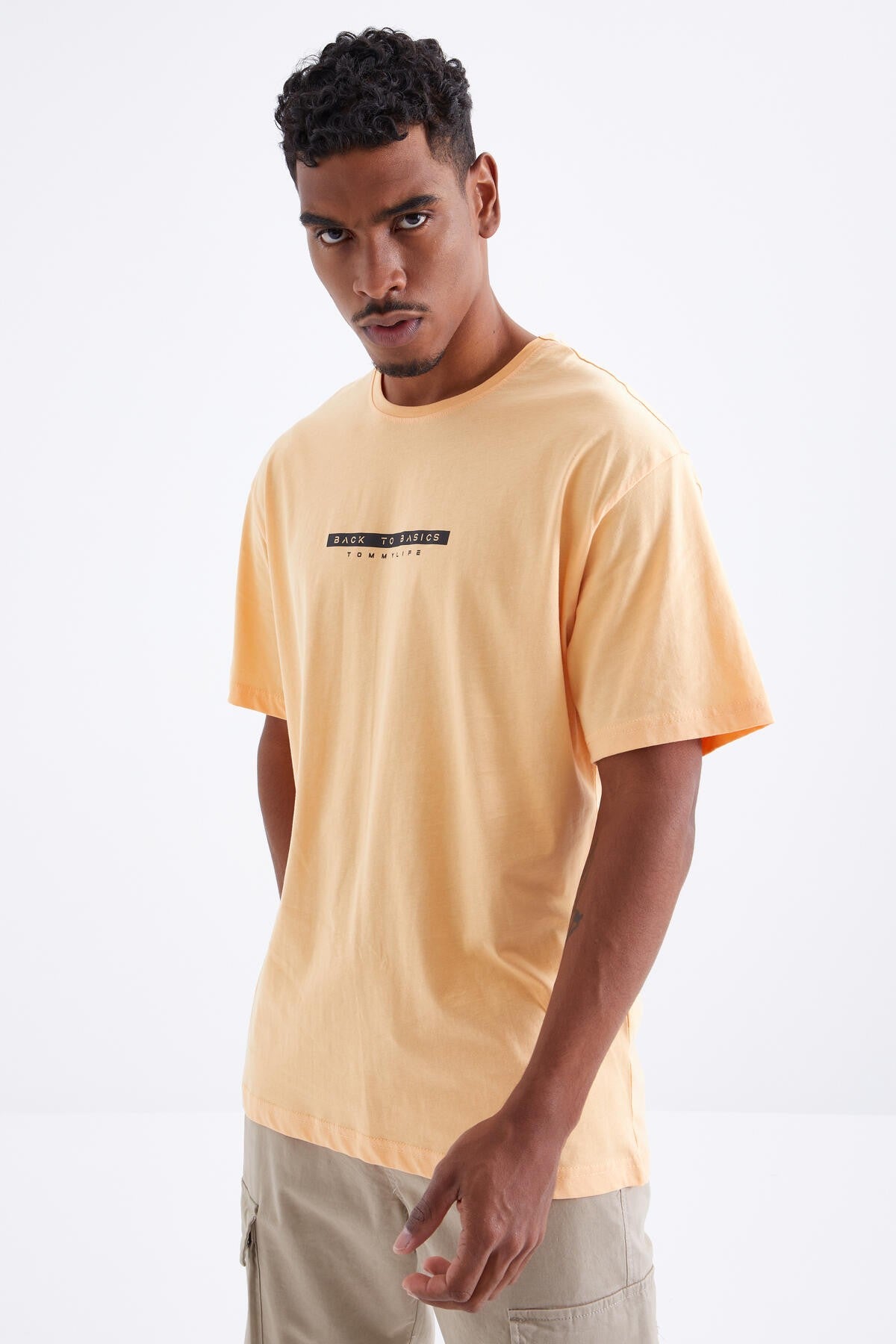 Melon Inside Back Print O Collar Men's Oversize T-Shirt - 88100
