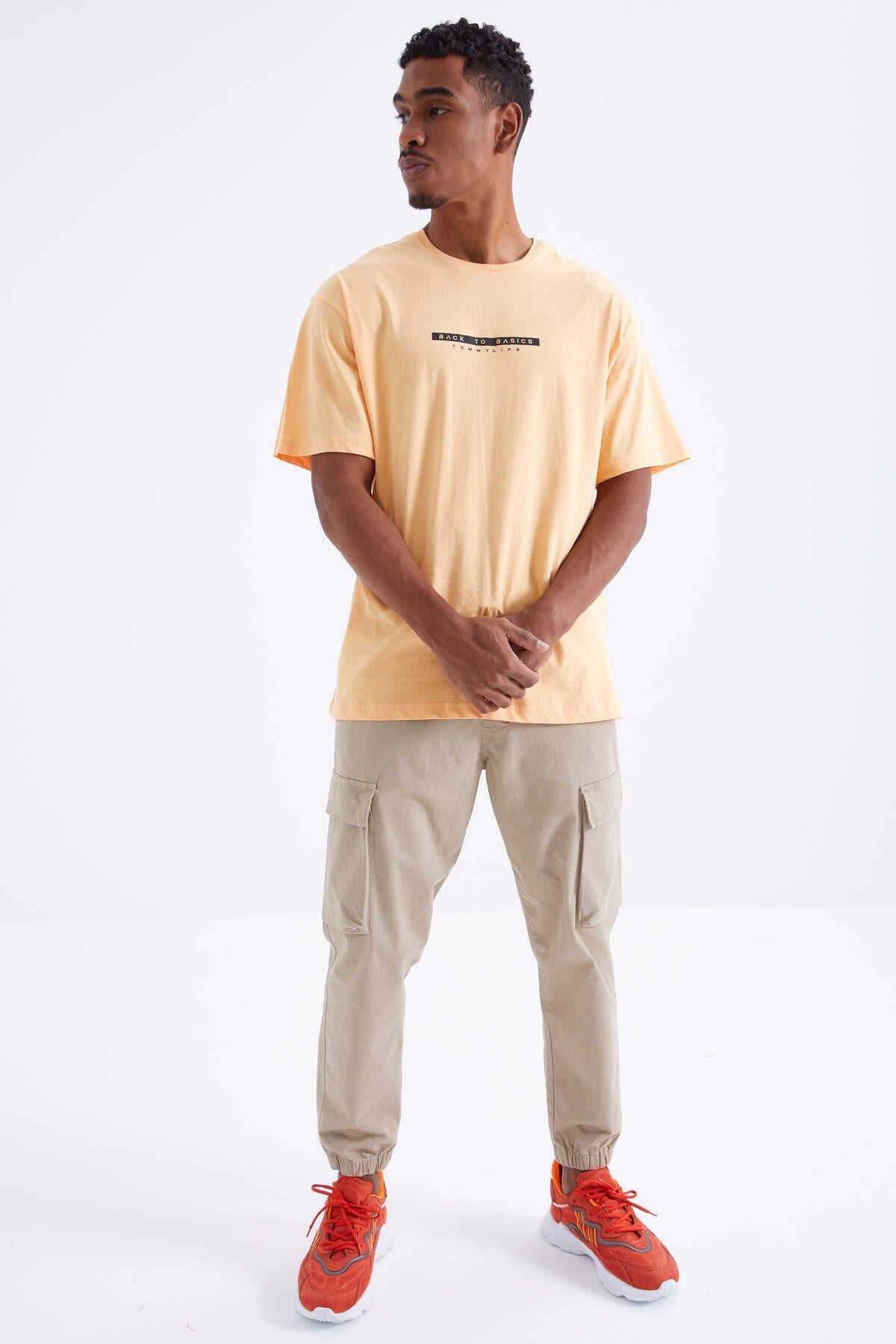 Melon Inside Back Print O Collar Men's Oversize T-Shirt - 88100