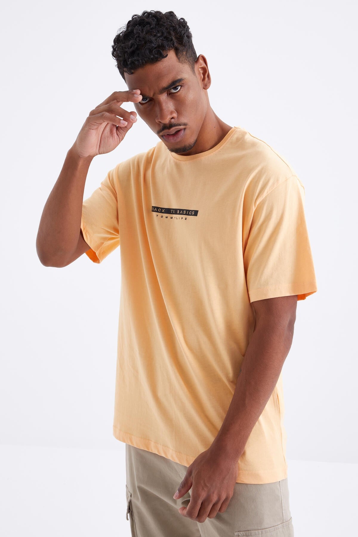 Melon Inside Back Print O Collar Men's Oversize T-Shirt - 88100