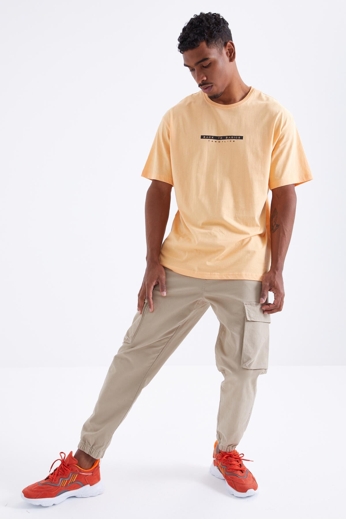 Melon Inside Back Print O Collar Men's Oversize T-Shirt - 88100